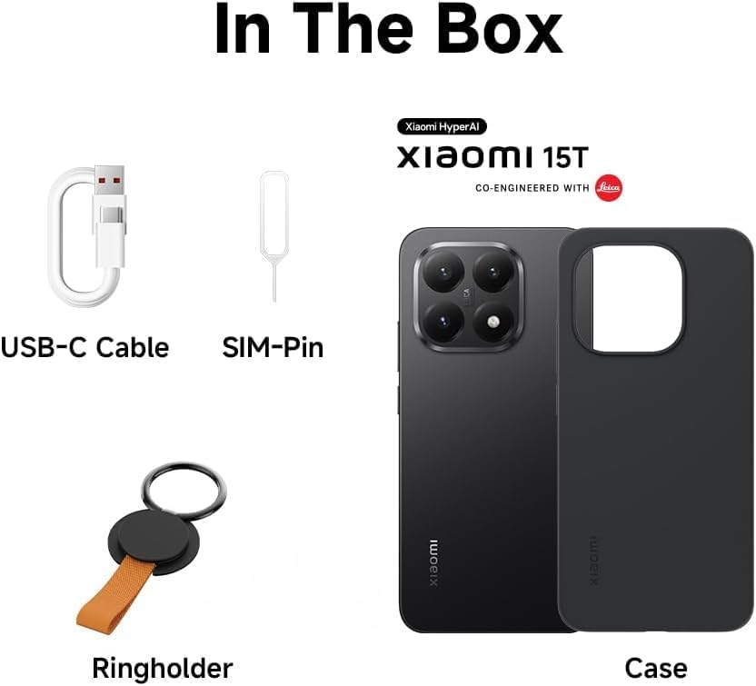 XIAOMI 15T Ai 5G (compatible con Tmobile Mint Tello & Global) (512 GB + 12 GB) NFC Global ROM desbloqueado 50MP Triple Pro Cam eSIM 6.83 pulgadas 144 Mhz Modelo 25069PTEBG Liberado (negro)