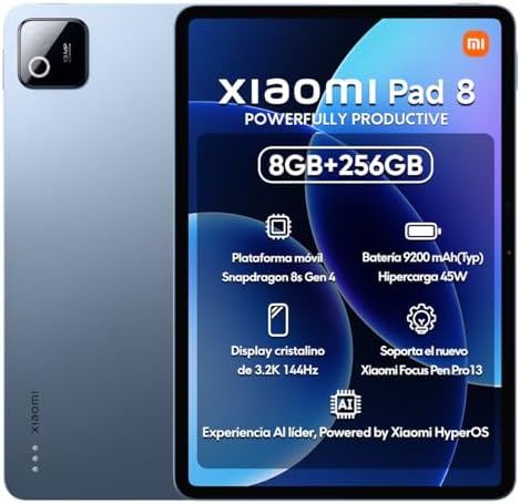 XIAOMI Pad 8 Ai WiFi Version Global  No Calls or Text  11 2 inches 3 2K 144Hz 9200mAh Four Speakers 13 Mp Model 25097RP43G  Blue  256GB   8GB 