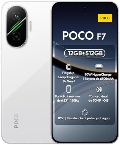 XIAOMI Poco F7 Ai 5G  for Tmobile Mint Tello & Global   512GB   12GB  NFC 1 5K 6 83 Amoled 50MP Sony Cam Gamers Phone NFC Dual sim Unlocked Model 25053PC47G  Silver 