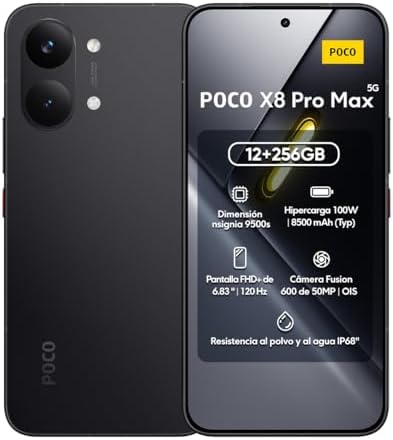 XIAOMI Poco X8 PRO MAX 5G Ai  Compatible with Tmobile Mint Tello & Global   256GB   12GB  6 83 50MP Gamers Phone NFC Dual sim Unlocked Model 2602BPC18G Liberado  Black    50MP Camera