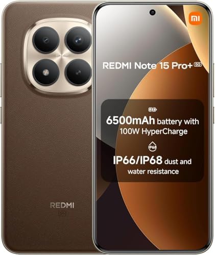 XIAOMI Redmi Note 15 Pro  Plus 5G Ai  Compatible with Tmobile Mint Tello & Global   256GB   8GB  NFC 6 83 120Hz 200MP Ultra Camera Model 2510ERA8BG Unlocked Dual Sim Liberado  Mocha Brown    200MPCam  2510ERA8BG