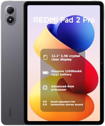 XIAOMI Redmi Pad 2 PRO Only WiFi  No Calls or Text  12 1 2 5K Octa Core 4 Speakers Global ROM 12000mAh Bluetooth Wi Fi 6 8MP Model 25099RP13G  Silver  128GB   6GB 