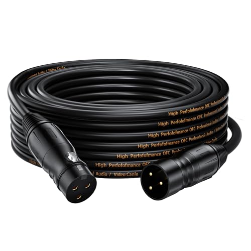 XLR Cables  30ft Microphone Cable  Balanced Male to Female Mic Cord  XLR Speaker Cable  Black