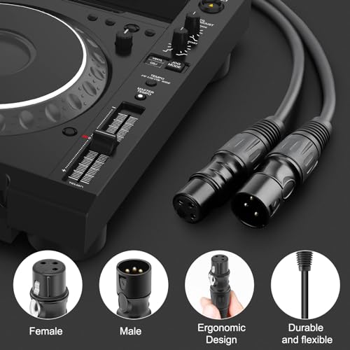XLR Cables  30ft Microphone Cable  Balanced Male to Female Mic Cord  XLR Speaker Cable  Black