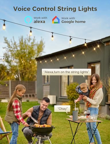 XMCOSY  Smart Outdoor String Lights  98Ft LED Patio Lights Waterproof IP65  App Control  Compatible with Alexa  Dimmable Edison Bulbs Outdoor Light for Yard Porch Bistro Outside
