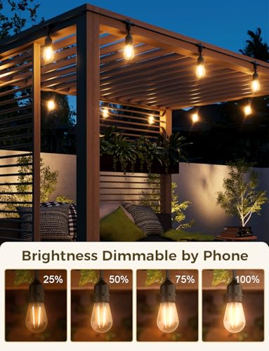 XMCOSY  Smart Outdoor String Lights  98Ft LED Patio Lights Waterproof IP65  App Control  Compatible with Alexa  Dimmable Edison Bulbs Outdoor Light for Yard Porch Bistro Outside