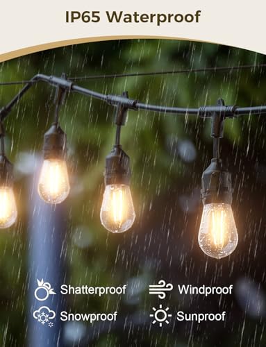 XMCOSY  Smart Outdoor String Lights  98Ft LED Patio Lights Waterproof IP65  App Control  Compatible with Alexa  Dimmable Edison Bulbs Outdoor Light for Yard Porch Bistro Outside