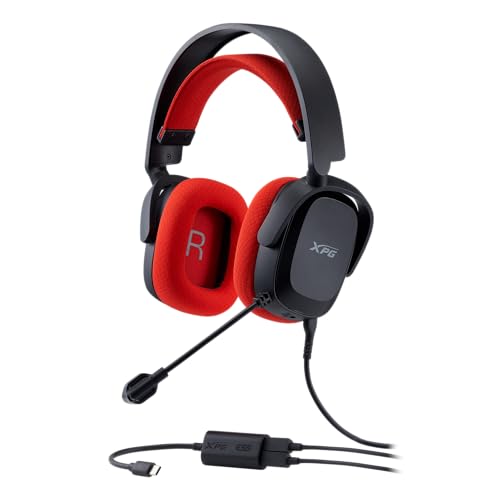 XPG PRECOG Studio Gaming Headset with a 4 4mm Connector USB C DAC w/ESS Audio chipset Large 50mm Drivers 100Hz 8000Hz mic Frequency PRECOG Studio BK/RDCWW