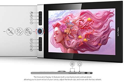 XPPen Innovator 16 Pen Display 15 6 Inch Drawing Monitor Full Laminated Technology Graphics Monitor with Tilt Support Passive Pen and 8 Customizable Shortcut Keys Supports 92  Adobe RGB Color Gamut 