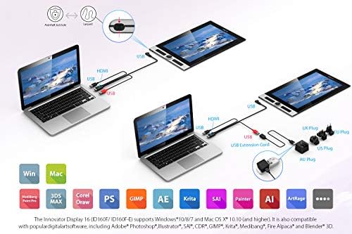 XPPen Innovator 16 Pen Display 15 6 Inch Drawing Monitor Full Laminated Technology Graphics Monitor with Tilt Support Passive Pen and 8 Customizable Shortcut Keys Supports 92  Adobe RGB Color Gamut 