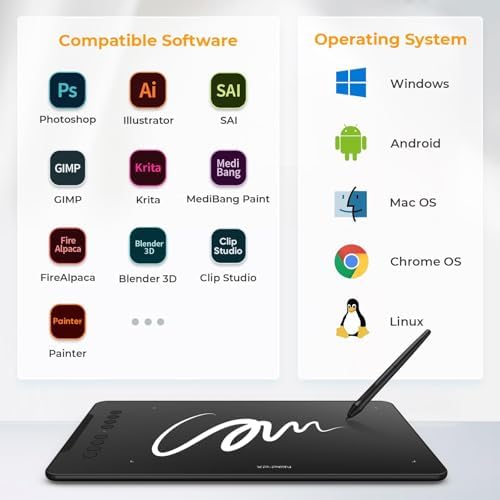 XPPen - Tableta de dibujo Deco 01 V3 actualizada, 16384 niveles de presión con lápiz óptico sin batería, tableta gráfica OSU de 10 x 6 pulgadas, 8 teclas de acceso rápido para arte digital, enseñanza