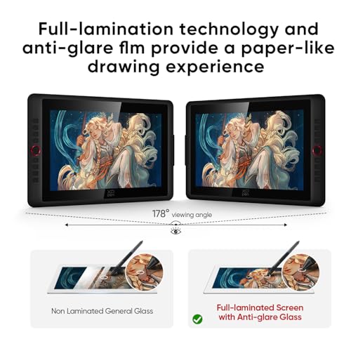 XPPen Upgraded Artist 15 6 Pro V2 Drawing Tablet with Screen 16384 Pen Pressure X3 Pro Stylus Graphic Art Tablet with Full Laminated Anti Glare Glass Tilt Support Red Dial and 8 Shortcut Keys