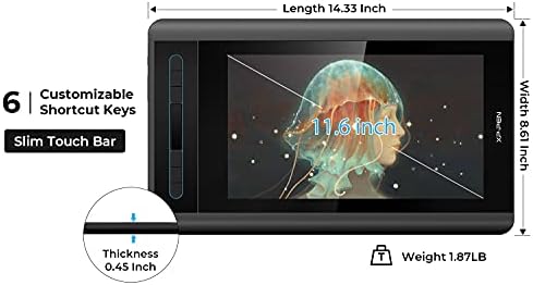 XP PEN Artist12 11 6 Inch FHD Drawing Monitor Pen Display Graphic Monitor with PN06 Battery Free Multi Function Pen Holder and Glove 8192 Pressure Sensitivity