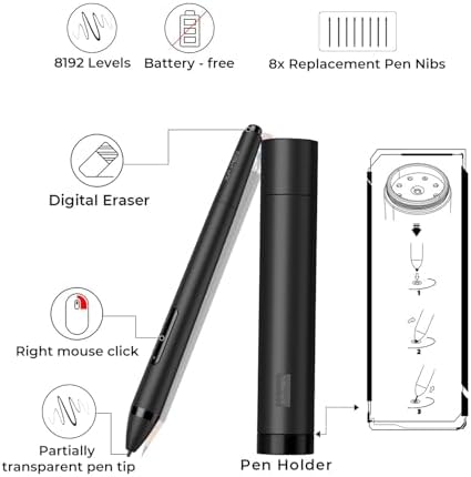 XP PEN Artist12 11 6 Inch FHD Drawing Monitor Pen Display Graphic Monitor with PN06 Battery Free Multi Function Pen Holder and Glove 8192 Pressure Sensitivity
