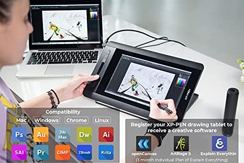 XP PEN Artist12 11 6 Inch FHD Drawing Monitor Pen Display Graphic Monitor with PN06 Battery Free Multi Function Pen Holder and Glove 8192 Pressure Sensitivity
