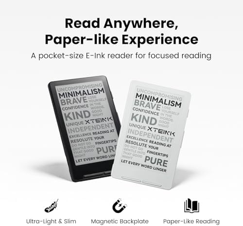 XTEINK X4 E Book Reader  Developer Edition   4 3 Pocket E Ink eReader  Physical Page Turn Buttons  Ultra Thin 0 23 & 2 72 oz  Magnetic Ready Design  Distraction Free Reading  16GB  Space Black