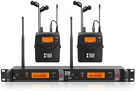 XTUGA RW2080 Wireless in Ear Monitor System  UHF Wireless IEM System  Mono Dual Channel Stage Monitors for Musicians Singers  4 Bodypacks with 40 Frequencies  300Ft for Band  Studio  902 928mhz 