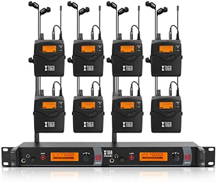 XTUGA RW2080 Wireless in Ear Monitor System  UHF Wireless IEM System  Mono Dual Channel Stage Monitors for Musicians Singers  4 Bodypacks with 40 Frequencies  300Ft for Band  Studio  902 928mhz 