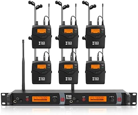 XTUGA RW2080 Wireless in Ear Monitor System  UHF Wireless IEM System  Mono Dual Channel Stage Monitors for Musicians Singers  4 Bodypacks with 40 Frequencies  300Ft for Band  Studio  902 928mhz 