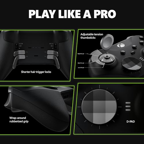 Xbox Elite Series 2 Core Wireless Gaming Controller   Black   Xbox Series X S  Xbox One  Windows PC  Android  and iOS