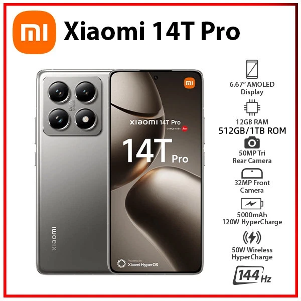 Xiaomi 14T Pro 5G 6 67" 12GB RAM 512GB/1TB DualSIM 50MP Leica lens Android phone