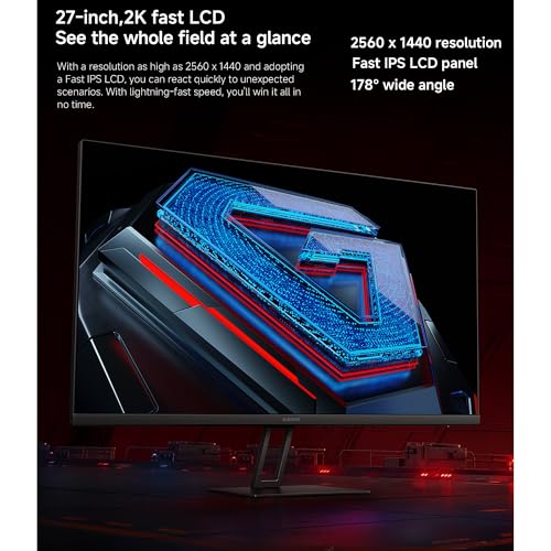 Xiaomi Monitor para juegos 2K G27Qi, QHD 2560×1440, Fast IPS, 180Hz 1ms, AMD Freesync, 100% sRGB, ángulo de visión 178, 2 x HDMI2.0 DP 1.4×2, negro