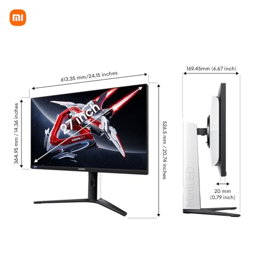 Xiaomi Monitor de juegos Mini-LED G Pro 27 pulgadas HDR 1000 2K QHD 2560x1440, Fast IPS, 180Hz 1ms, 99% DCI-P3, AMD Freesync, ángulo ajustable, 2 x HDMI 2.0, 2 × DP 1.4, blanco