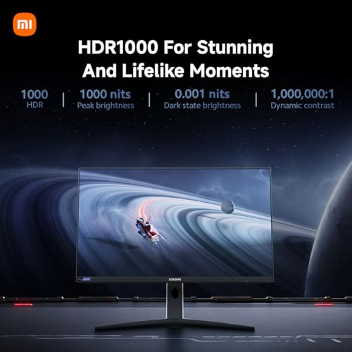 Xiaomi Monitor de juegos Mini-LED G Pro 27 pulgadas HDR 1000 2K QHD 2560x1440, Fast IPS, 180Hz 1ms, 99% DCI-P3, AMD Freesync, ángulo ajustable, 2 x HDMI 2.0, 2 × DP 1.4, blanco