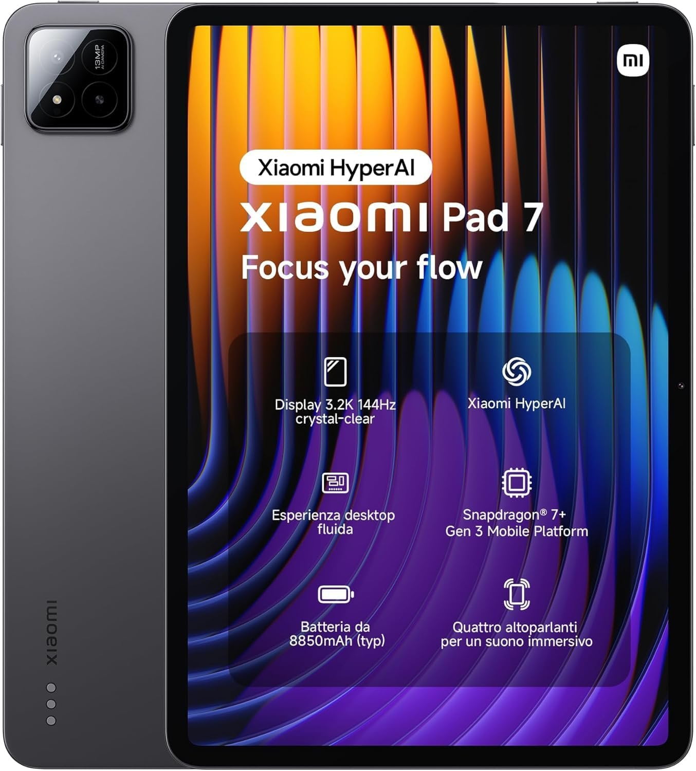 Xiaomi Pad 7 Ai WiFi Version Global No Calls or Text 11 2 inches 3 2K 144Hz 8850mAh Bluetooth 5 4 Four Speakers 13 Mp Model 2410CRP4CG Gray  256GB   8GB