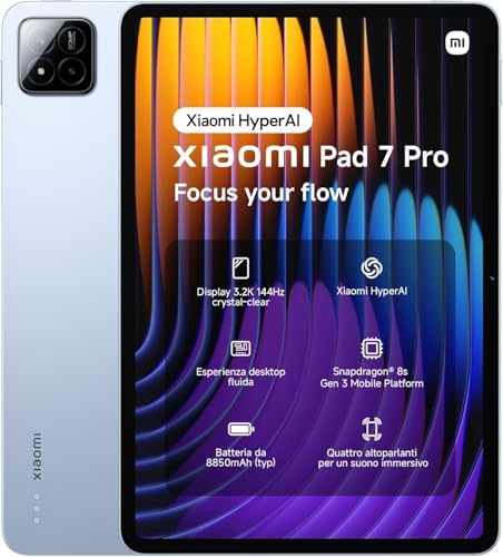 Xiaomi Pad 7 Pro Ai WiFi Version Global  No Calls or Text  11 2 inches 3 2K 144Hz 8850mAh Bluetooth 5 4 Four Speakers 50 Mp Cam Model 24091RPADG  Blue  256GB   8GB 