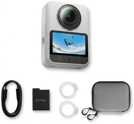 Xtra 360 Camera  8K Panoramic Video  1 Inch Sensor Equivalent  100MP High Resolution  Waterproof Action Camera  105GB Built in Storage  Bullet Time  Broad Compatibility  Vlog
