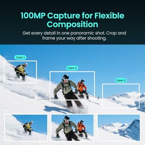 Xtra 360 Camera  8K Panoramic Video  1 Inch Sensor Equivalent  100MP High Resolution  Waterproof Action Camera  105GB Built in Storage  Bullet Time  Broad Compatibility  Vlog