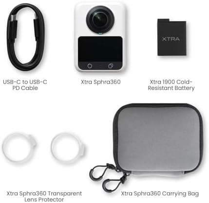 Xtra 360 Camera  8K Panoramic Video  1 Inch Sensor Equivalent  100MP High Resolution  Waterproof Action Camera  105GB Built in Storage  Bullet Time  Broad Compatibility  Vlog