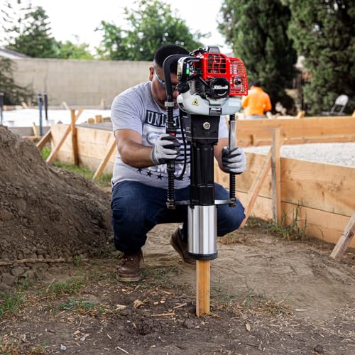 XtremepowerUS 52cc Gas Powered T Post Driver Fence Post Driver Gasoline Piling 2 Stroke Engine EPA Certificated w/Storage Case