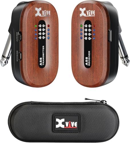 Xvive AC58 Wireless Guitar System 5 8GHz  A58 Guitar Wireless System with Charging Case for Active or Passive Pickup Electric/Acoustic Bass Guitar