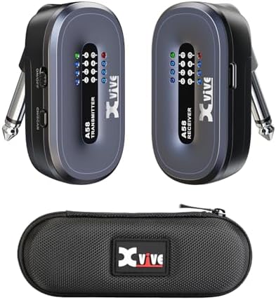 Xvive AC58 Wireless Guitar System 5 8GHz  A58 Guitar Wireless System with Charging Case for Active or Passive Pickup Electric/Acoustic Bass Guitar