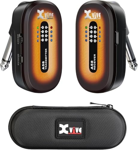 Xvive AC58 Wireless Guitar System 5 8GHz  A58 Guitar Wireless System with Charging Case for Active or Passive Pickup Electric/Acoustic Bass Guitar
