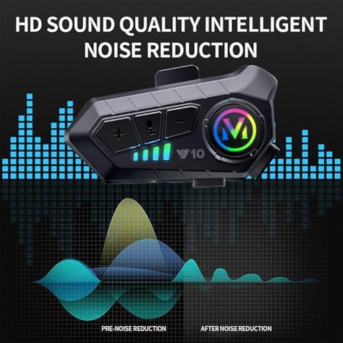 Y10 Motorcycle Helmet Bluetooth Headset  Bluetooth 5 3 Headphone  Smart Noise Reduction  HiFi Level Sound Quality  IPX6 Waterproof  2 Different Types of Mic  Compatible with All Helmets