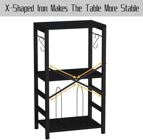 YAKANJ End Table with LED Light Record Player Stand with Albums Storage Vinyl Records Storage Turntable Stand Side Table for Music Room Studio Living Room Bedroom Modern Black