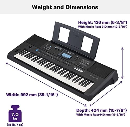 YAMAHA  61 Key Touch Sensitive Advanced Portable Keyboard with Power Adapter   PSRE473 