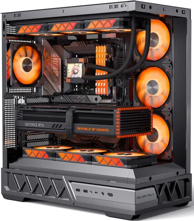 YAWYORE Gaming PC ATX Medium Tower Computer Case Compatible Micro ATX/Mini ITX Support 360 Water Cooling/Easy Removal/Back Plug Main Board /270   Ocean View Room Chassis  Black