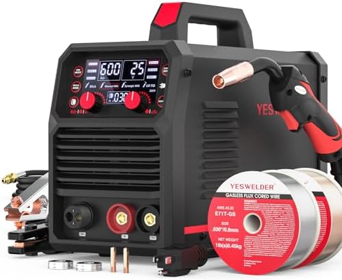 YESWELDER 135A MIG Welder  110V Flux Core MIG/Lift TIG/Stick 3 in 1 Large LED Digital Display Welding Machine IGBT Inverter Welder