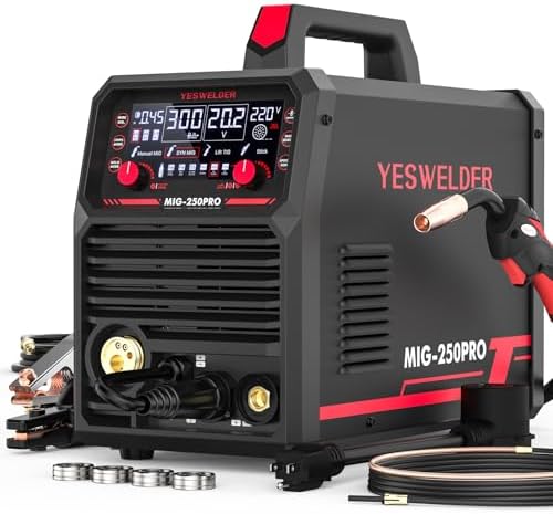 YESWELDER 135A MIG Welder  110V Flux Core MIG/Lift TIG/Stick 3 in 1 Large LED Digital Display Welding Machine IGBT Inverter Welder