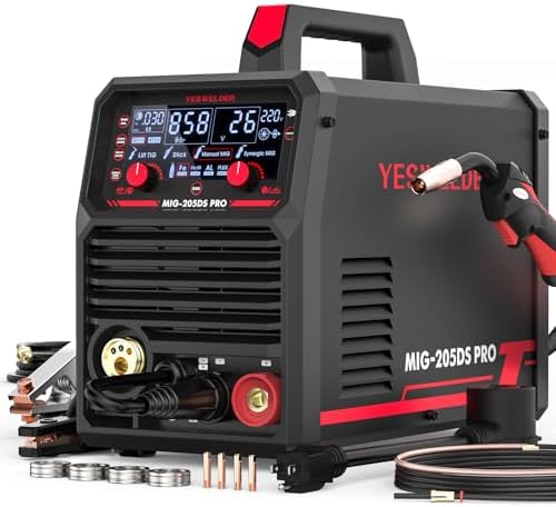 YESWELDER 135A MIG Welder  110V Flux Core MIG/Lift TIG/Stick 3 in 1 Large LED Digital Display Welding Machine IGBT Inverter Welder