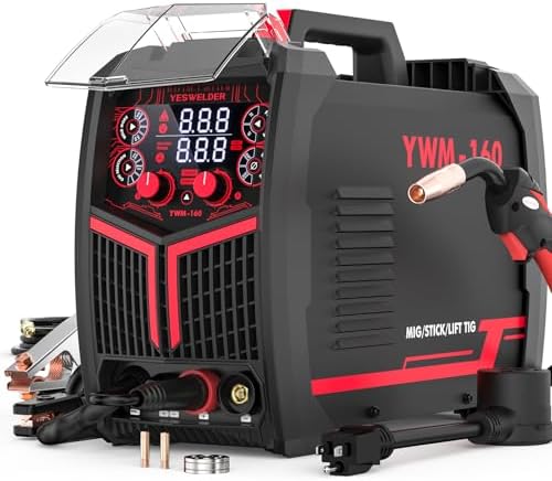 YESWELDER 135A MIG Welder  110V Flux Core MIG/Lift TIG/Stick 3 in 1 Large LED Digital Display Welding Machine IGBT Inverter Welder