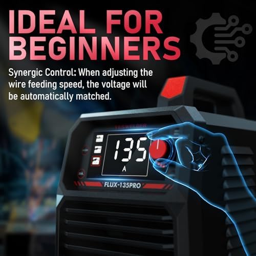 YESWELDER 135Amp MIG Welder 110V Flux Core Welder Flux Core MIG/Lift TIG/Stick 3 in 1 Large LED Digital Display Welding Machine IGBT Inverter Welder FLUX 135PRO
