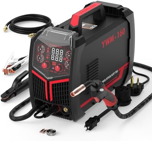 YESWELDER Gas Gasless 160A Multiprocess MIG Welder  Flux Core/MIG/Lift TIG/Stick ARC Welder 4 in 1 Welding Machine  Synergic Control 110V/220V Dual Voltage