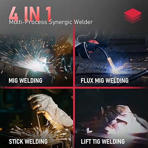 YESWELDER Gas Gasless 160A Multiprocess MIG Welder  Flux Core/MIG/Lift TIG/Stick ARC Welder 4 in 1 Welding Machine  Synergic Control 110V/220V Dual Voltage
