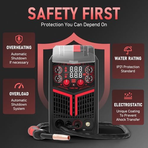 YESWELDER Gas Gasless 160A Multiprocess MIG Welder  Flux Core/MIG/Lift TIG/Stick ARC Welder 4 in 1 Welding Machine  Synergic Control 110V/220V Dual Voltage