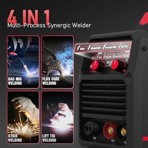 YESWELDER MIG 140DS PRO MIG Welder  140Amp 110/220V Dual Voltage  4 in 1 Gas MIG/Flux Core MIG/Lift TIG/Stick Multiprocess MIG Welding Machine